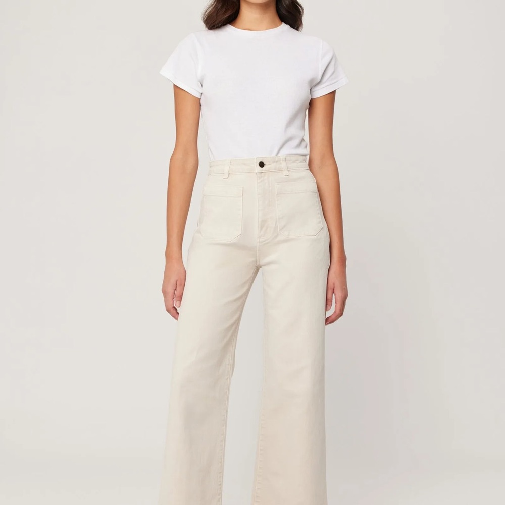 ROLLA'S Cream Flare Wide-Leg Jeans